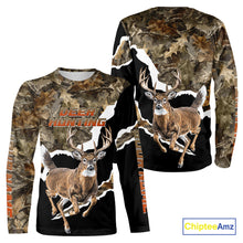 Load image into Gallery viewer, Whitetail Deer Camo Customize Name 3D Printed Long Sleeve Hoodie Hunting Shirts for Men