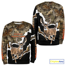 Load image into Gallery viewer, Whitetail Deer Camo Customize Name 3D Printed Long Sleeve Hoodie Hunting Shirts for Men