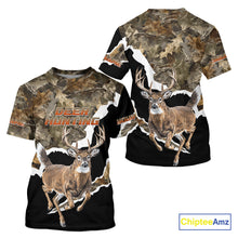 Load image into Gallery viewer, Whitetail Deer Camo Customize Name 3D Printed Long Sleeve Hoodie Hunting Shirts for Men