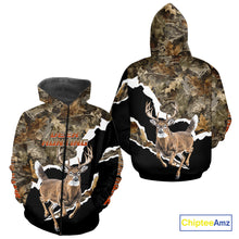 Load image into Gallery viewer, Whitetail Deer Camo Customize Name 3D Printed Long Sleeve Hoodie Hunting Shirts for Men