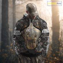 Load image into Gallery viewer, Whitetail Deer Custom Name 3D Printed Long Sleeve Hoodies, Deer Hunting Shirt, Hunting Season NBT304