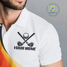 Load image into Gallery viewer, Close-up of Orange and White omens Golf Polo Shirt Custom Team Name