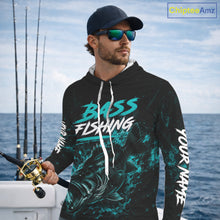 Load image into Gallery viewer, Personalized Bass Fishing Jerseys, Custom Neon Camo Bass Fishing Shirts Long Sleeve Hooded For Men NBT899