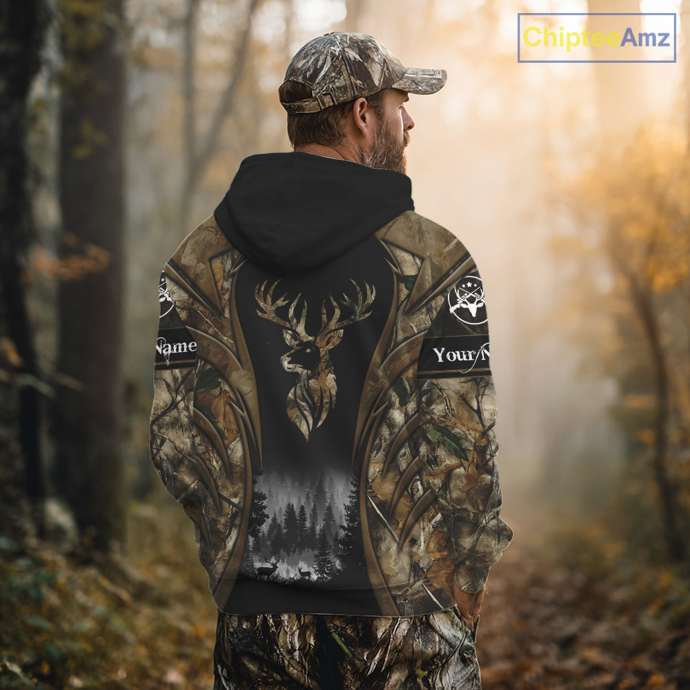 Brown Camo Deer Hunting 3D Prints Custom Name Shirts, Deer Hunting Clothes, Hunting Gifts NBT111