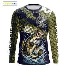 Load image into Gallery viewer, Custom Bass Fishing Green Bass Scales Fishing Shirts For Men, Bass Fishing Shirts NBT470