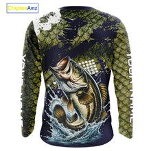 Load image into Gallery viewer, Custom Bass Fishing Green Bass Scales Fishing Shirts For Men, Bass Fishing Shirts NBT470