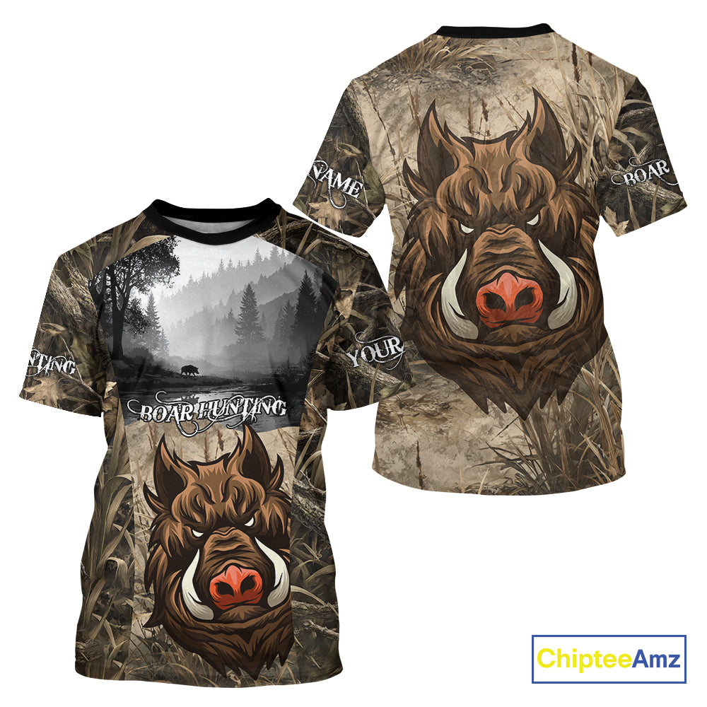 Boar Hunting Camouflage 3D All Over Printed Shirts, Boar Hunting Camo Shirt NBT210