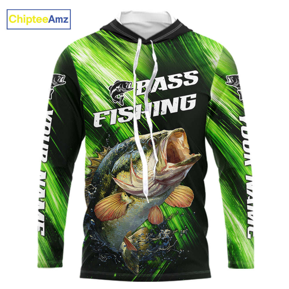 Green Camo Largemouth Bass Fishing Jersey For Men, Bass Fishing Performance Shirts Personalized Gifts NBT370