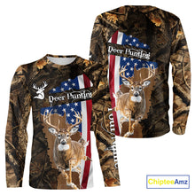 Load image into Gallery viewer, Forest Camo Deer Hunting Shirt American Flag Full All Over 3D Printed Hoodie For Men NBT321