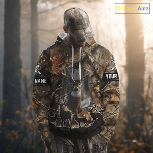 Brown Camo Deer Hunting 3D All Over Print Shirt, Custom Name Big Game for the Deer Hunter NBT29