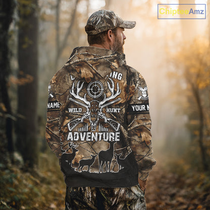 Brown Camo Deer Hunting 3D All Over Print Shirt, Custom Name Big Game for the Deer Hunter NBT29