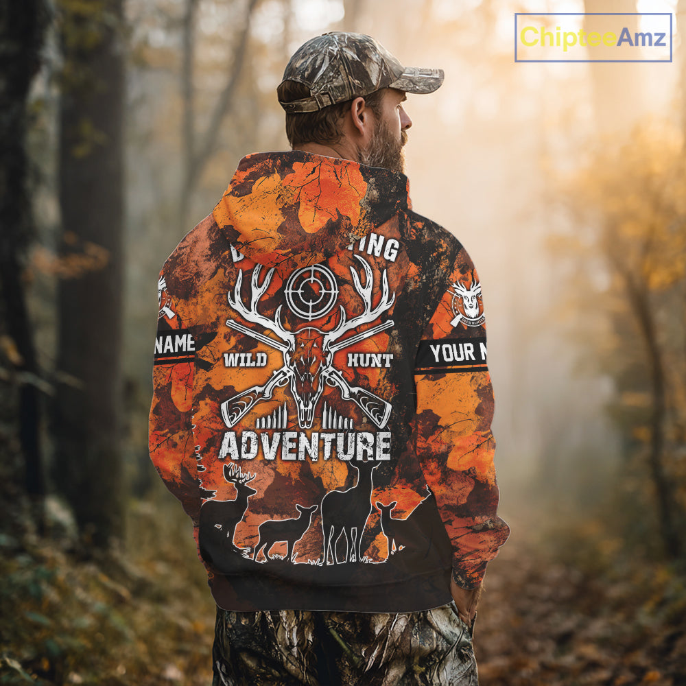 Orange Camo Deer Hunting 3D All Over Print Shirt, Custom Name Big Game for the Deer Hunter NBT30