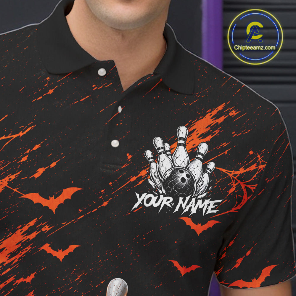 Custom Funny Pumpkin Bowling Shirts For Men, Halloween Bowling Outfits For Bowling Team NBT1166