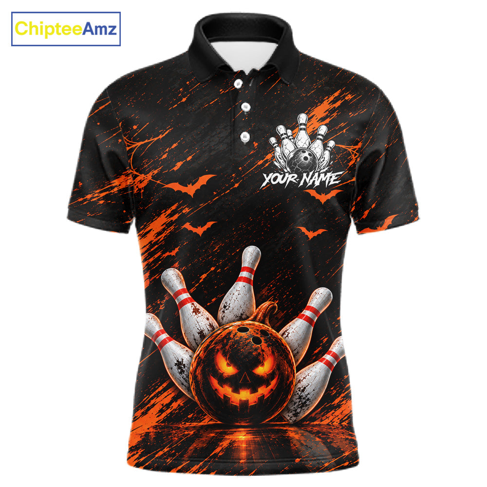 Custom Funny Pumpkin Bowling Shirts For Men, Halloween Bowling Outfits For Bowling Team NBT1166