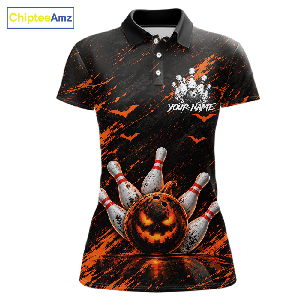 Custom Funny Pumpkin Bowling Shirts For Women, Halloween Bowling Outfits For Bowling Team NBT1166
