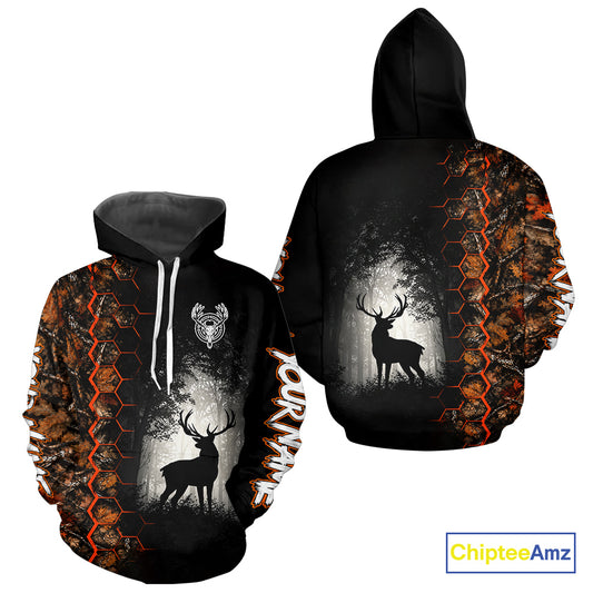 Whitetail Deer Hunting Big Game Orange Camo Custom Name 3D Printed Shirts Gift For Hunting Lovers NBT1063