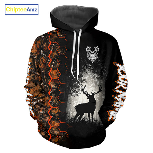 Whitetail Deer Hunting Big Game Orange Camo Custom Name 3D Printed Shirts Gift For Hunting Lovers NBT1063