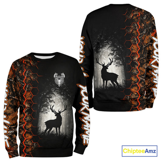 Whitetail Deer Hunting Big Game Orange Camo Custom Name 3D Printed Shirts Gift For Hunting Lovers NBT1063