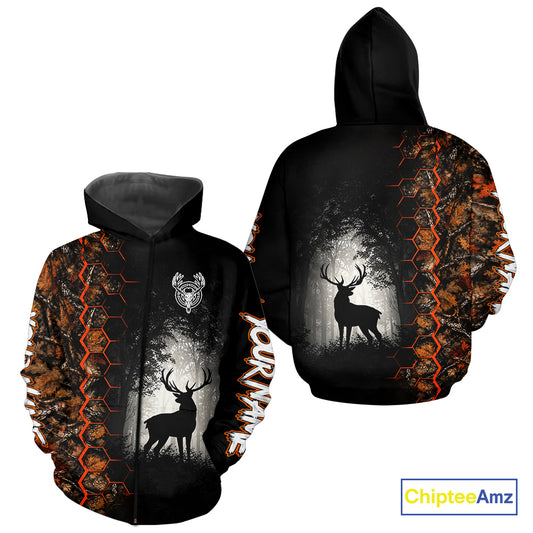 Whitetail Deer Hunting Big Game Orange Camo Custom Name 3D Printed Shirts Gift For Hunting Lovers NBT1063