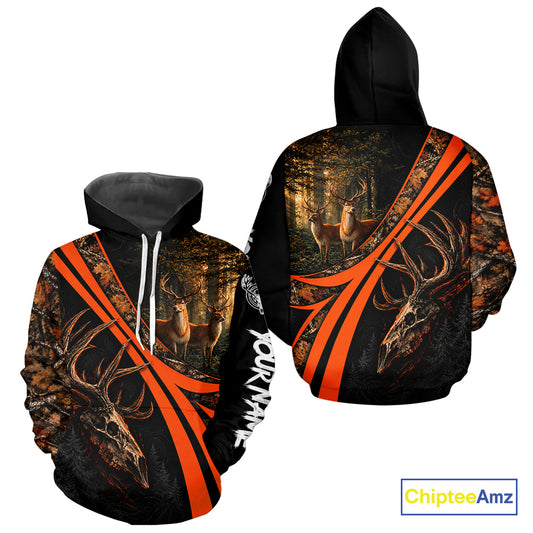 Personalized Whitetail Deer Hunting Forest Camo 3D Printed Shirts, Best Deer Hunting Gifts For Men NBT1064