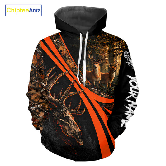 Personalized Whitetail Deer Hunting Forest Camo 3D Printed Shirts, Best Deer Hunting Gifts For Men NBT1064