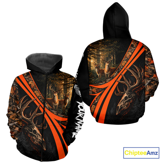 Personalized Whitetail Deer Hunting Forest Camo 3D Printed Shirts, Best Deer Hunting Gifts For Men NBT1064