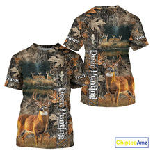 Load image into Gallery viewer, Whitetail Deer Hunting Custom Name Camo Shirt, Hunting Hoodie Camouflage Deer Shirts NBT333