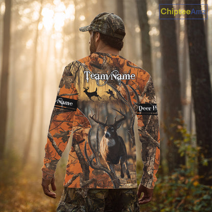 Fall Season Orange Camo Whitetail Deer Hunting Shirt - Hunting Clothes for Men, Deer Hunting Gifts NBT31
