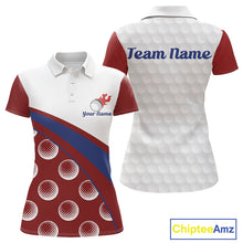 Load image into Gallery viewer, back view of custom name womens golf polo shirt funny red golf balls golf apparel