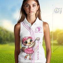 Load image into Gallery viewer, Funny Ostrich Womens Sleeveless Golf Polo Shirts, Cute Womens Golf Shirts, Girls Golf Shirts NBT495