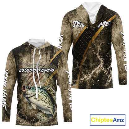 Crappie Long Sleeve Hooded Fishing Shirts Personalized Crappie Fishing Team Jerseys NBT1001