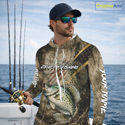 Crappie Long Sleeve Hooded Fishing Shirts Personalized Crappie Fishing Team Jerseys NBT1001