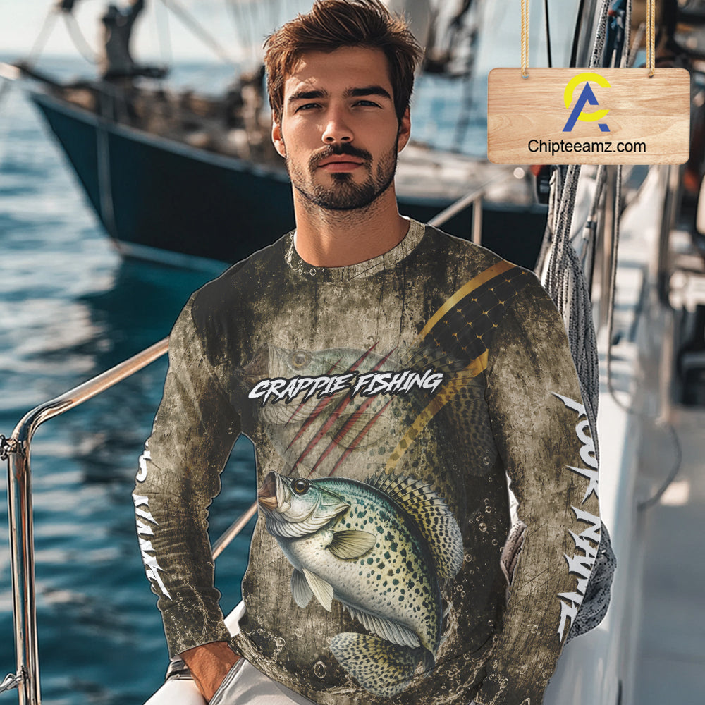 Crappie Long Sleeve Fishing Shirts Personalized Crappie Fishing Team Jerseys NBT1001