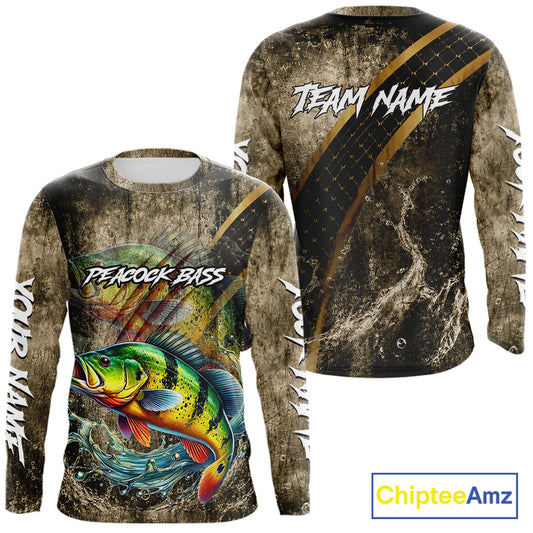 Peacock Bass Long Sleeve Fishing Shirts Personalized Peacock Bass Fishing Team Jerseys NBT1002