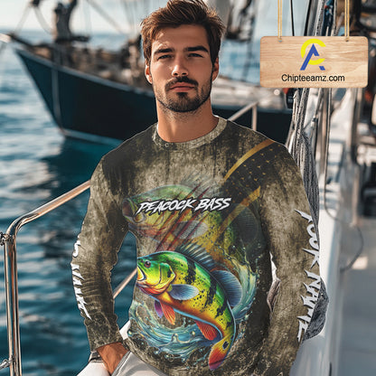 Peacock Bass Long Sleeve Fishing Shirts Personalized Peacock Bass Fishing Team Jerseys NBT1002