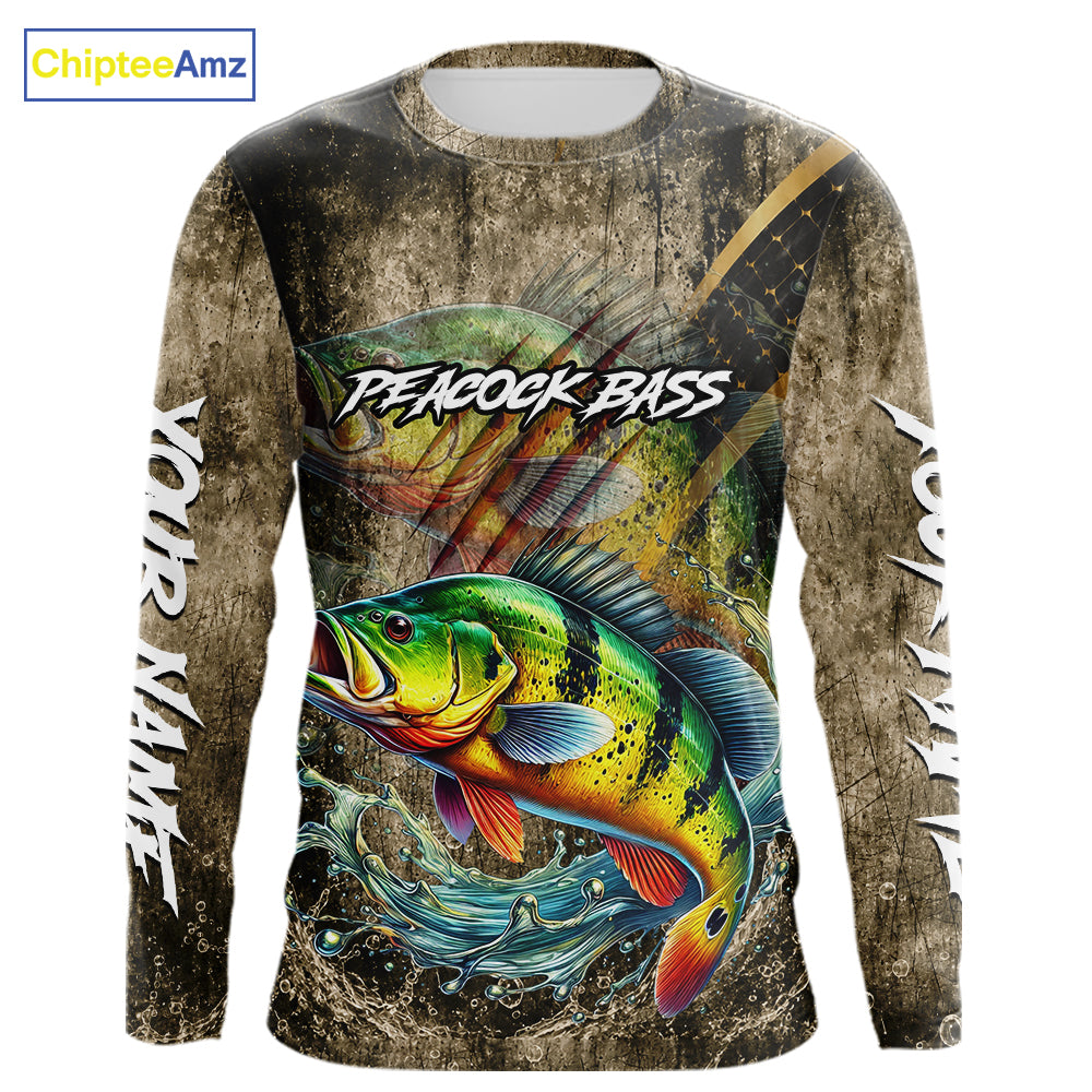 Peacock Bass Long Sleeve Fishing Shirts Personalized Peacock Bass Fishing Team Jerseys NBT1002