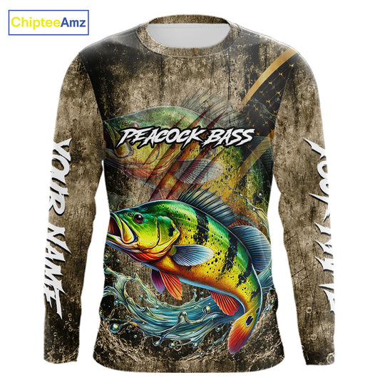 Peacock Bass Long Sleeve Fishing Shirts Personalized Peacock Bass Fishing Team Jerseys NBT1002
