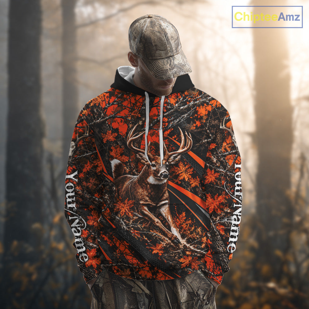 Whitetail Deer Hunting Orange Camo 3D Printed Shirts, Personalized Deer Hunting Shirt NBT1192
