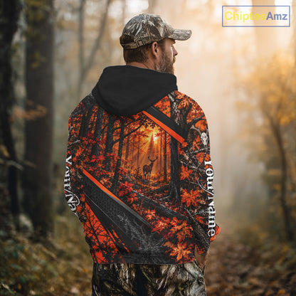 Whitetail Deer Hunting Orange Camo 3D Printed Shirts, Personalized Deer Hunting Shirt NBT1192