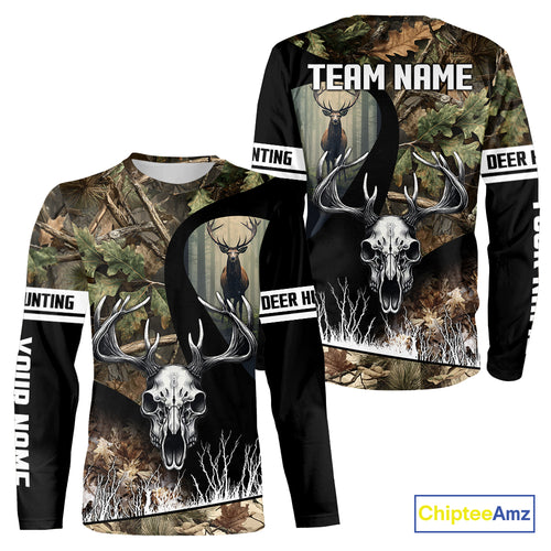 Camo Deer Hunting Shirt with Antlers Skull – Personalized Hunting Clothes, Hunting Gifts for Men NBT43
