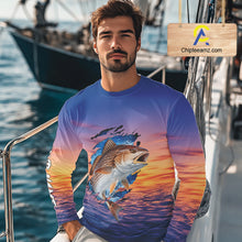 Load image into Gallery viewer, Redfish Fishing Sunset Custom Fishing Long Sleeve Shirt, Redfish Offshore Fishing Apparel NBT855