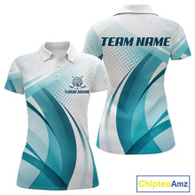 Load image into Gallery viewer, Womens Golf Polo Shirt Blue Pattern Custom Name And Team Name Golf Shirt, Golfing Gifts NBT528