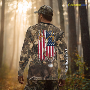 American Flag Whitetail Deer Camo Hunting Shirt, Best Hunting Clothes for Deer Hunting Season NBT64