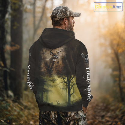 Best Brown Camo Deer Hunting Clothes Custom Name Whitetail Deer Design Hunting Gifts NBT78