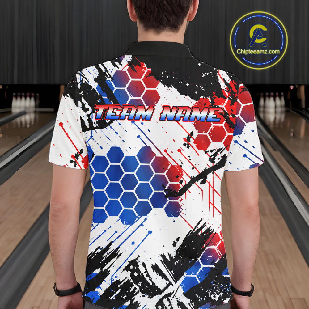 Custom American Flag Eagle Bowling Team Men Polo & 1/4 Zip Shirts, Patriotic US Bowling League Shirt NBT1089