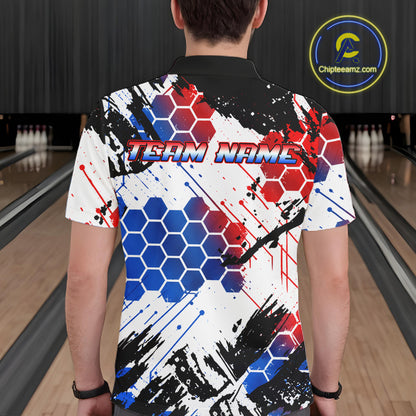 Custom American Flag Eagle Bowling Team Men Polo & 1/4 Zip Shirts, Patriotic US Bowling League Shirt NBT1089