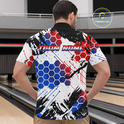 Custom American Flag Eagle Bowling Team Men Polo & 1/4 Zip Shirts, Patriotic US Bowling League Shirt NBT1089
