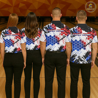 Custom American Flag Eagle Bowling Team Men Polo & 1/4 Zip Shirts, Patriotic US Bowling League Shirt NBT1089