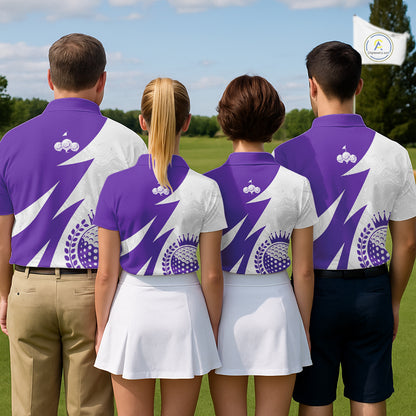 Mens Golf Polo Shirts Custom Name Purple And White Golf Shirt, Golf Attire NBT670