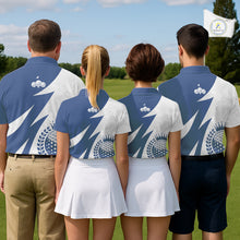 Load image into Gallery viewer, Mens Golf Polo Shirts Custom Name Navy Blue And White Golf Shirt, Golf Attire NBT671